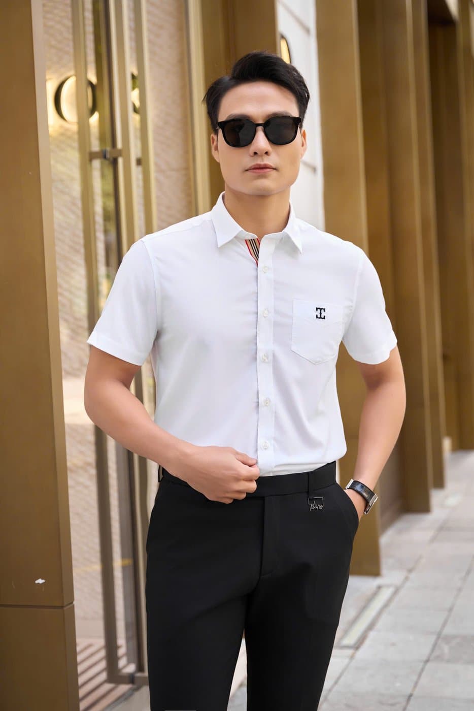 Sơ Mi Trắng Logo Thêu TILANO 7
