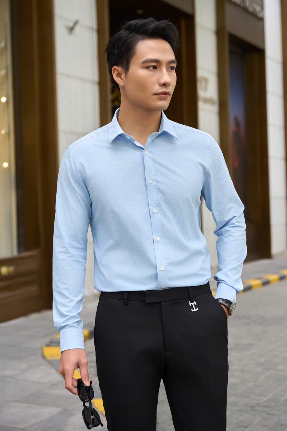 Sơ Mi Xanh Nhạt Công Sở 4
