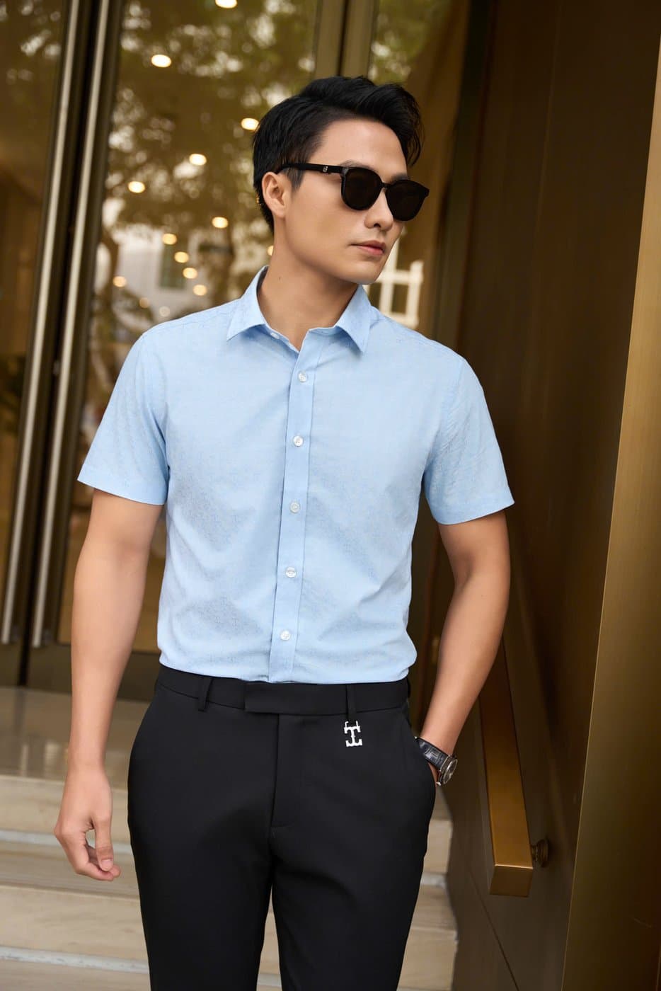 Sơ Mi Xanh Nhạt Công Sở 6